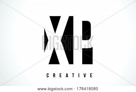 Xp X P White Letter Logo Design With Black Square.