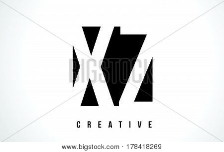 Xz X Z White Letter Logo Design With Black Square.