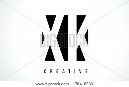 Xk X K White Letter Logo Design With Black Square.