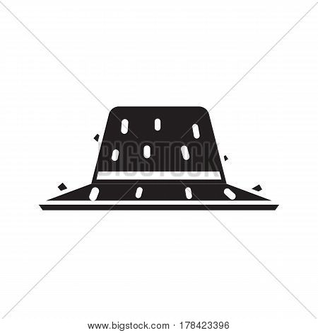 Gardener straw hat icon. Farmer cap vector illustration in outline design. Summer sunhat silhouette.