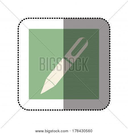color sticker square with pen icon vector illustration