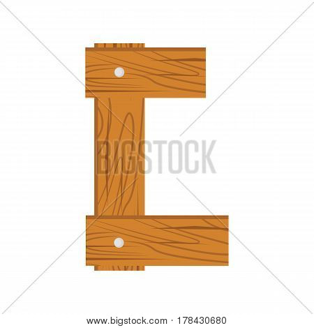 wooden alphabet C letter icon isolated on white background