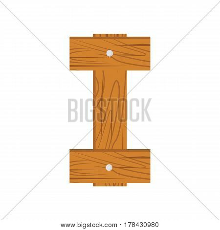 wooden alphabet I letter icon isolated on white background