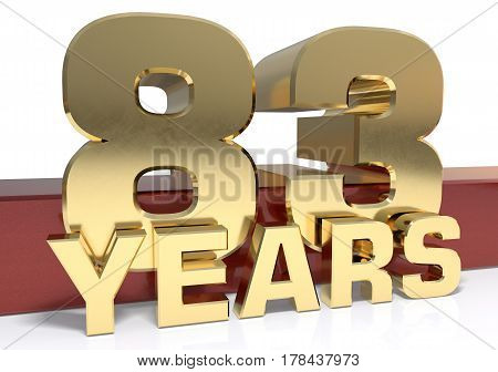 Golden digit eighty three and the word of the year. 3D illustration