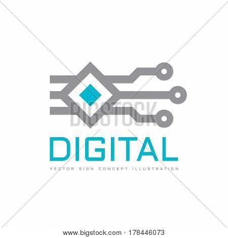 Digital technology - vector logo icon template concept illustration. Electronic computer chip sign. Design element.