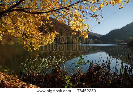 Autumn at Lucelle Lake (Lac de Lucelle) in Swiss Jura