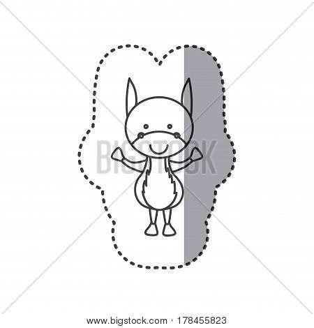 sticker of grayscale contour of donkey vector illustration