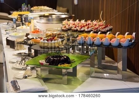 A Dessert corner at a buffet restaurant