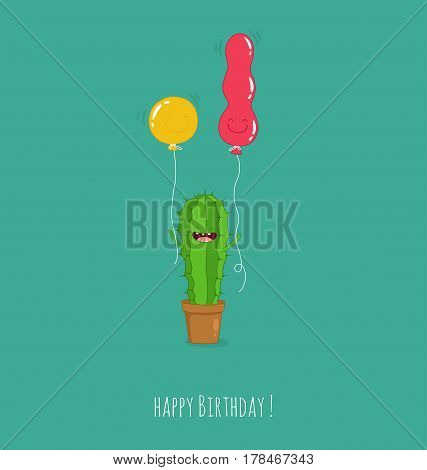 Cactus with baloons are friands funny joke
