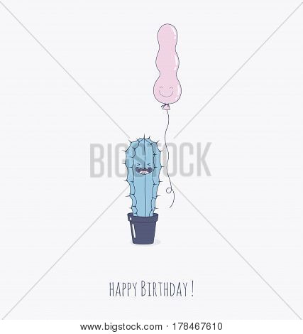 Cactus with baloons are friands funny joke