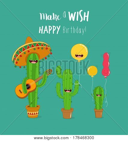 Cactus with baloons are friands funny joke