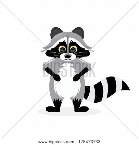 Funny raccoon isolated on white background. vector illustration.