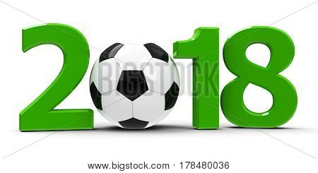 Green 2018 with football isolated on white background rendering 3D illustration