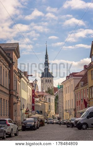 Scenic Summer Beautiful Aerial Skyline Panorama Of The Old Town In Tallinn, Estonia