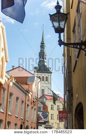 Scenic Summer Beautiful Aerial Skyline Panorama Of The Old Town In Tallinn, Estonia