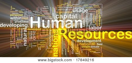 Pozadí konceptu wordcloud ilustrace lidských zdrojů zářící světla