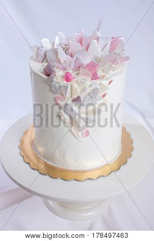 Artwork. Wedding Cake Decorated With Fondant And Isomalt
