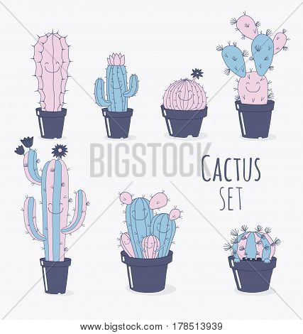 funny birthday smyling cactus personage in pot
