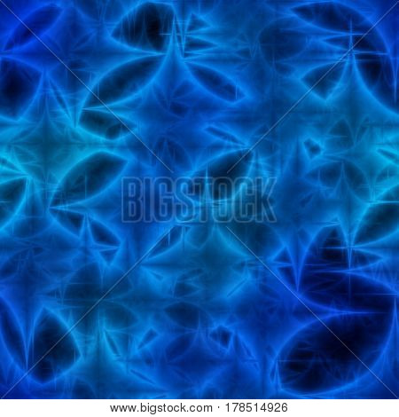Dark Blue  Shinning Neon Spiky Ornament In Background.