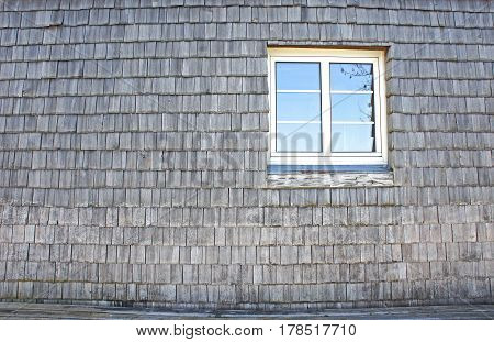 wall wood window in vintage antique style