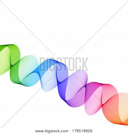 Abstract Design Element Colorful Gradient Isolated Wave Line for White Backdrop.