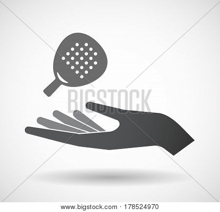 Isolated Hand With  A Paddle Racket
