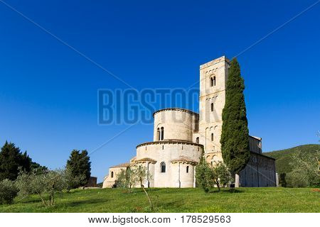 Sant'Antimo Abbey near Montalcino in Tuscany, Italy