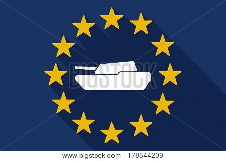 Long Shadow Eu Flag With  A Combat Tank
