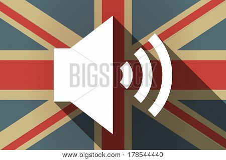 Long Shadow Uk Flag With  A Speaker Volume Sign