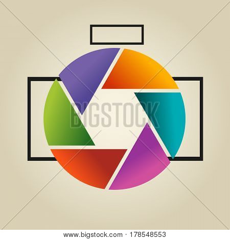 Multi-colored Vector Logo In The Form Of Lens And Diaphragm Of Photoappar On Light Background
