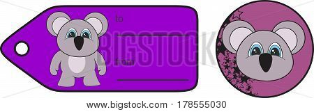 sweet little chubby koala cartoon gift card in vector format very easy to edit