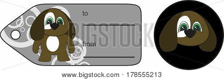 sweet little chubby puppy cartoon gift card in vector format very easy to edit