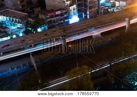 Metro construction barricade in Noida. The construction is underway to cover as much of the Delhi capital region as possible