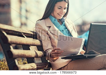 Young Businesswoman Outside