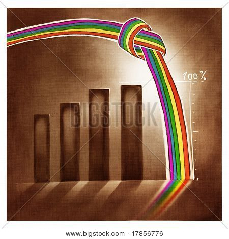 Gráfico de negócios com um arco-íris atado