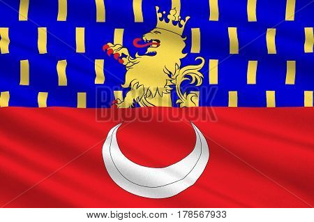 Flag of Vesoul is a commune in the Haute-Saone department in the region of Franche-Comte located in eastern France. 3d illustration