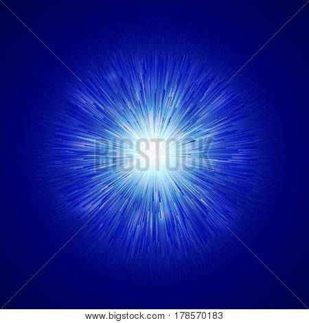 Glowing light effect sparkle background. Magic glow sparkling texture. Magical rays of light effect in the explosion on a blue background. vector illustration. Vector Illustration