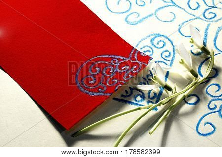 The earliest spring flowers. Card. Sweethearted nature.