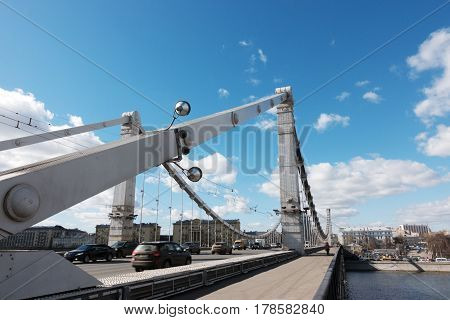 Moscow, Russia - 23 March 2017: View Of The Crimean Krymsky Bridge In Moscow