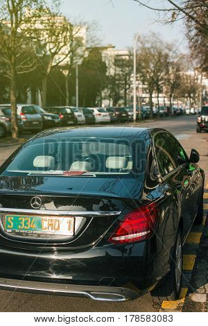 Luxury Mercedes-benz With Diplomatic Green Plates In Strasbourg