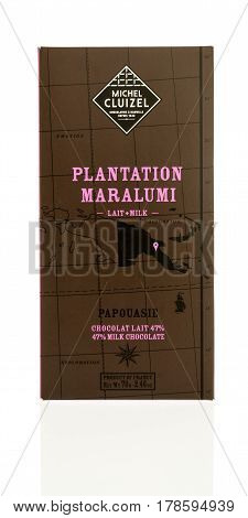 Winneconne WI - 15 March 2017: Shot of a Michel cluizel plantation chocolate bar on an isolated background.