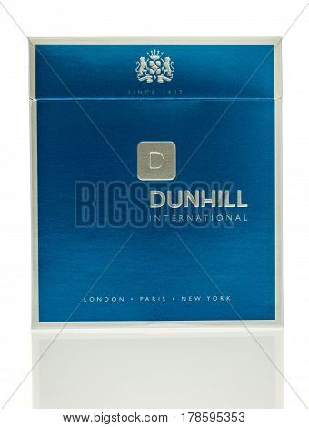 Winneconne WI - 24 March 2017: Pack of Dunhill cigarettes on an isolated background.