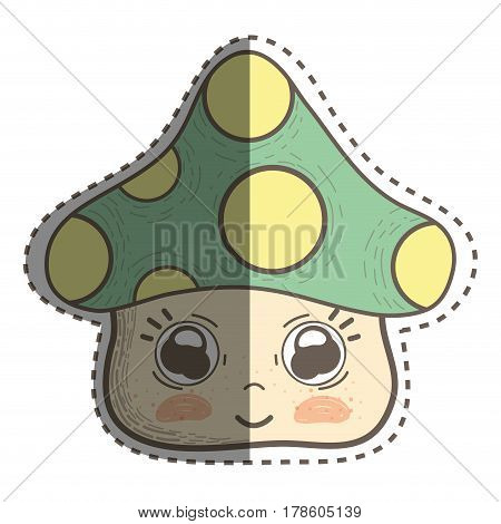 kawaii fangus with cute eyes and cheeks, vector illustration design