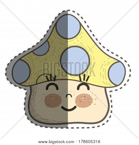kawaii fangus happy cheeks and close eyes, vector illustration design