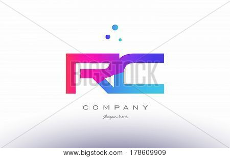 Rc R C  Creative Pink Blue Modern Alphabet Letter Logo Icon Template