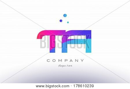 Ta T A  Creative Pink Blue Modern Alphabet Letter Logo Icon Template