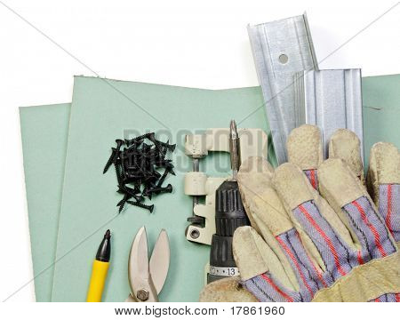 Gipskarton-Tools festgelegt, mit Metall-Nieten, Schrauben, Screwgun, Punsch Sperre Crimper, Zinn Snip-Fräser und p