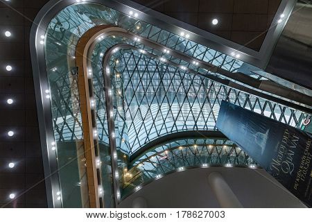 HO CHI MINH CITY VIETNAM - March 27 2017: The interior lobby Bitexco. View of The Bitexco building. Bitexco Tower is the highest building in HCMC. Saigon