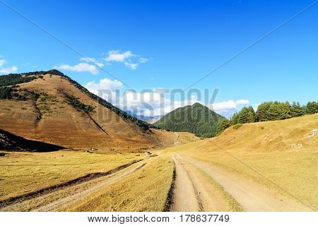 View In Mountains And Road In Tusheti Region. Georgia
