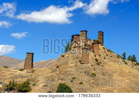 Fortress Keselo In Upper Omalo Village. Tusheti Nature Reserve. Georgia